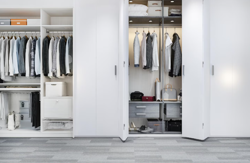 Professional closet systems vs DIY storage showing organized closet with shelves and drawers