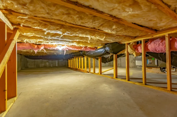 esidential crawl space area prepared for crawl space encapsulation and moisture control system